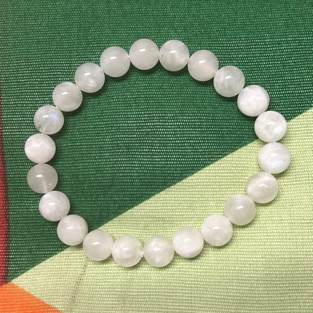 Moonstone Natural Stone Beads Stretchable Bracelet 7" - 8mm Beads Best Gift